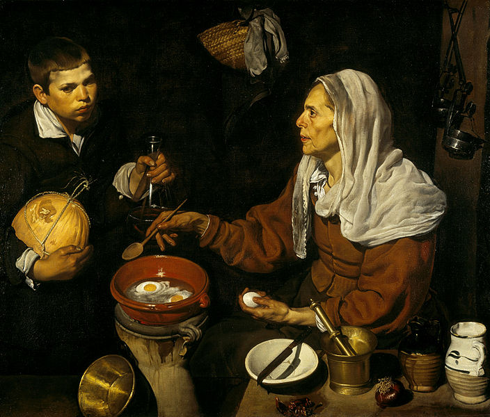Old Woman Frying Eggs ca. 1618 by Diego Velazquez (1599-1660) Scottish National Gallery